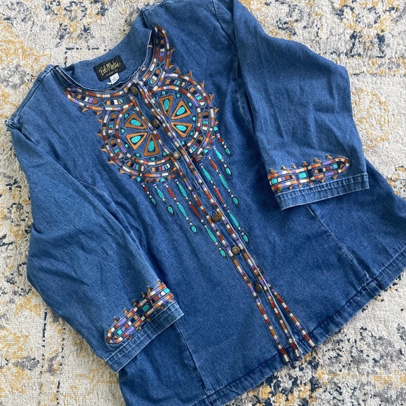 Bob Mackie wearable art Jean jacket - Picture 3 of 5